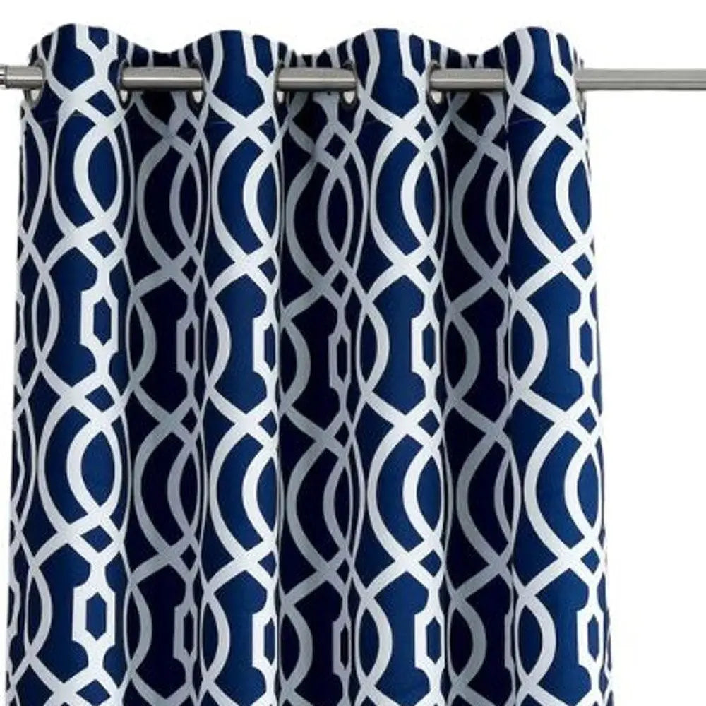84" Navy Blue Trellis Black Out Window Curtain Panel - NOBLE HOME INTERIORS