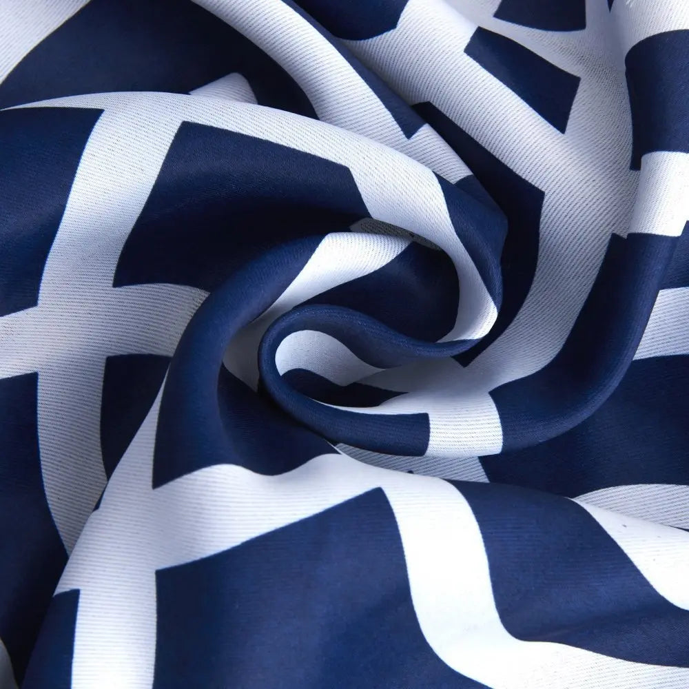 84" Navy Blue Trellis Black Out Window Curtain Panel - NOBLE HOME INTERIORS