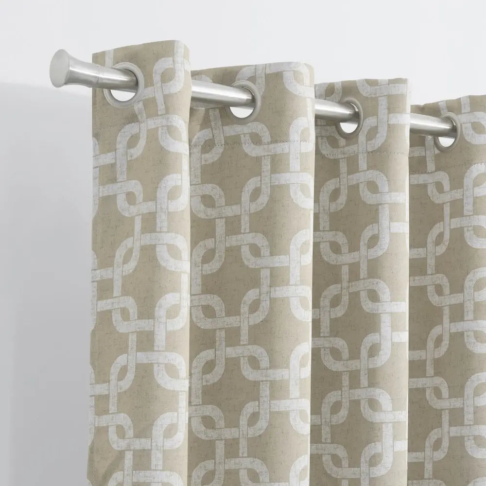 84” Sand Interlock Pattern Window Curtain Panel - NOBLE HOME INTERIORS