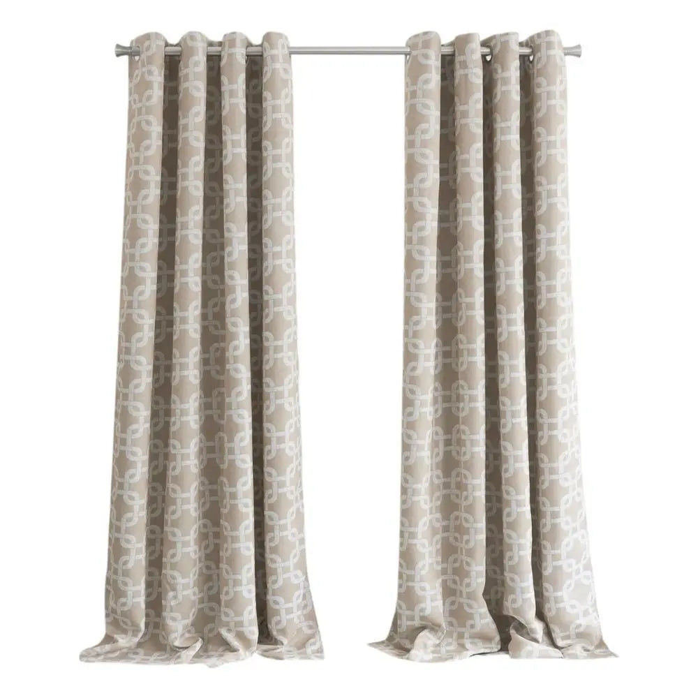 84” Sand Interlock Pattern Window Curtain Panel - NOBLE HOME INTERIORS