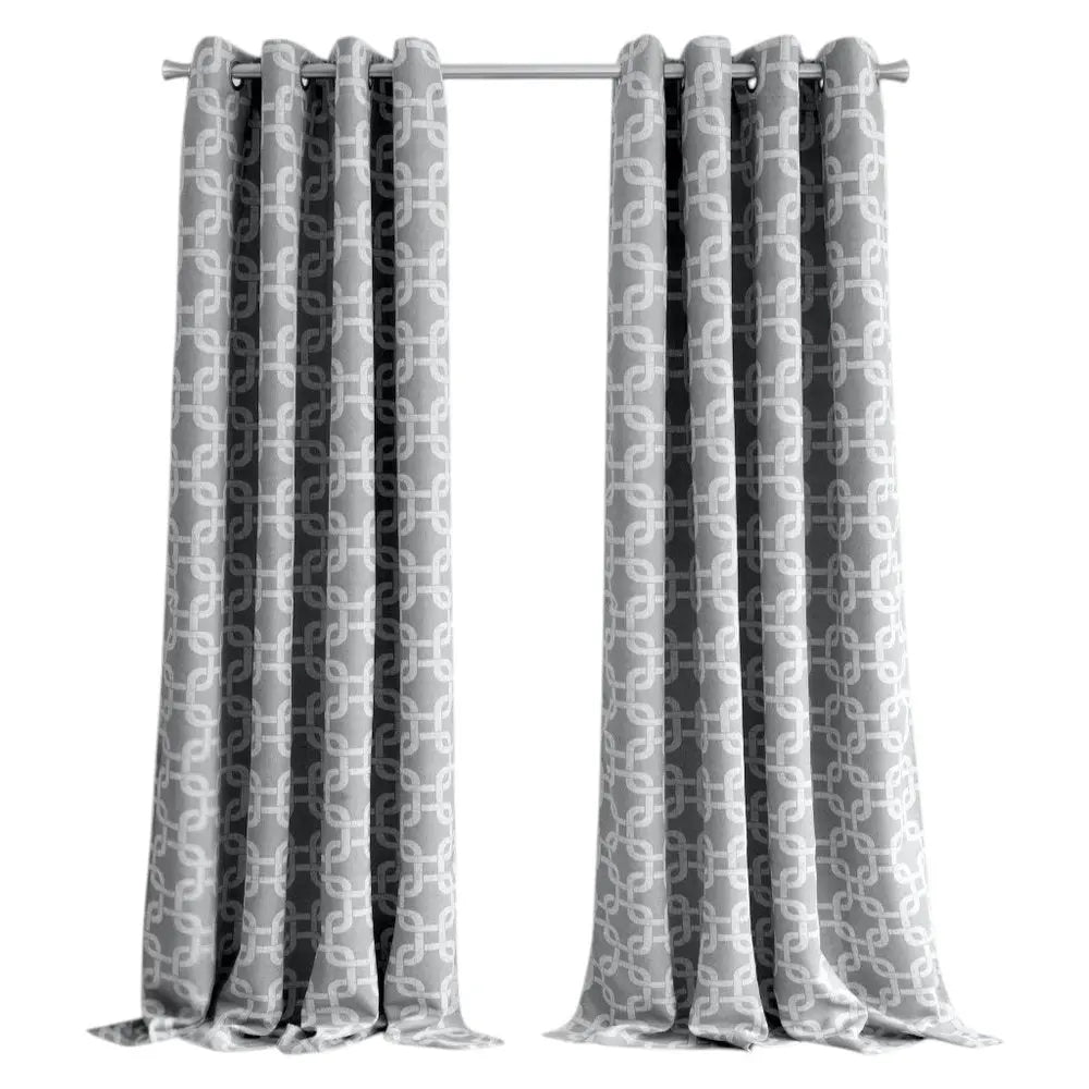 84” Silver Interlock Pattern Window Curtain Panel - NOBLE HOME INTERIORS