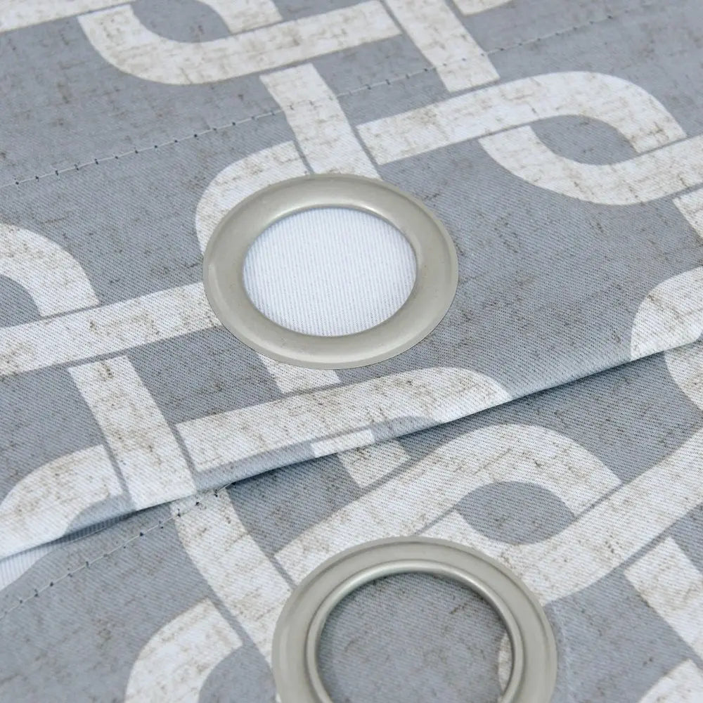 84” Silver Interlock Pattern Window Curtain Panel - NOBLE HOME INTERIORS