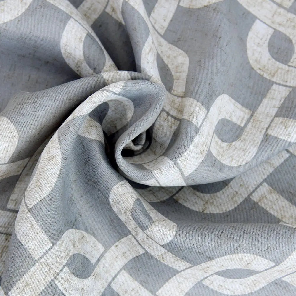 84” Silver Interlock Pattern Window Curtain Panel - NOBLE HOME INTERIORS