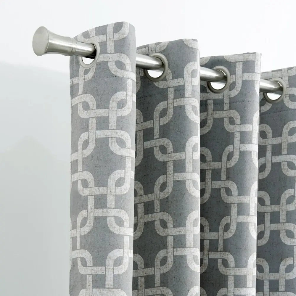 84” Silver Interlock Pattern Window Curtain Panel - NOBLE HOME INTERIORS