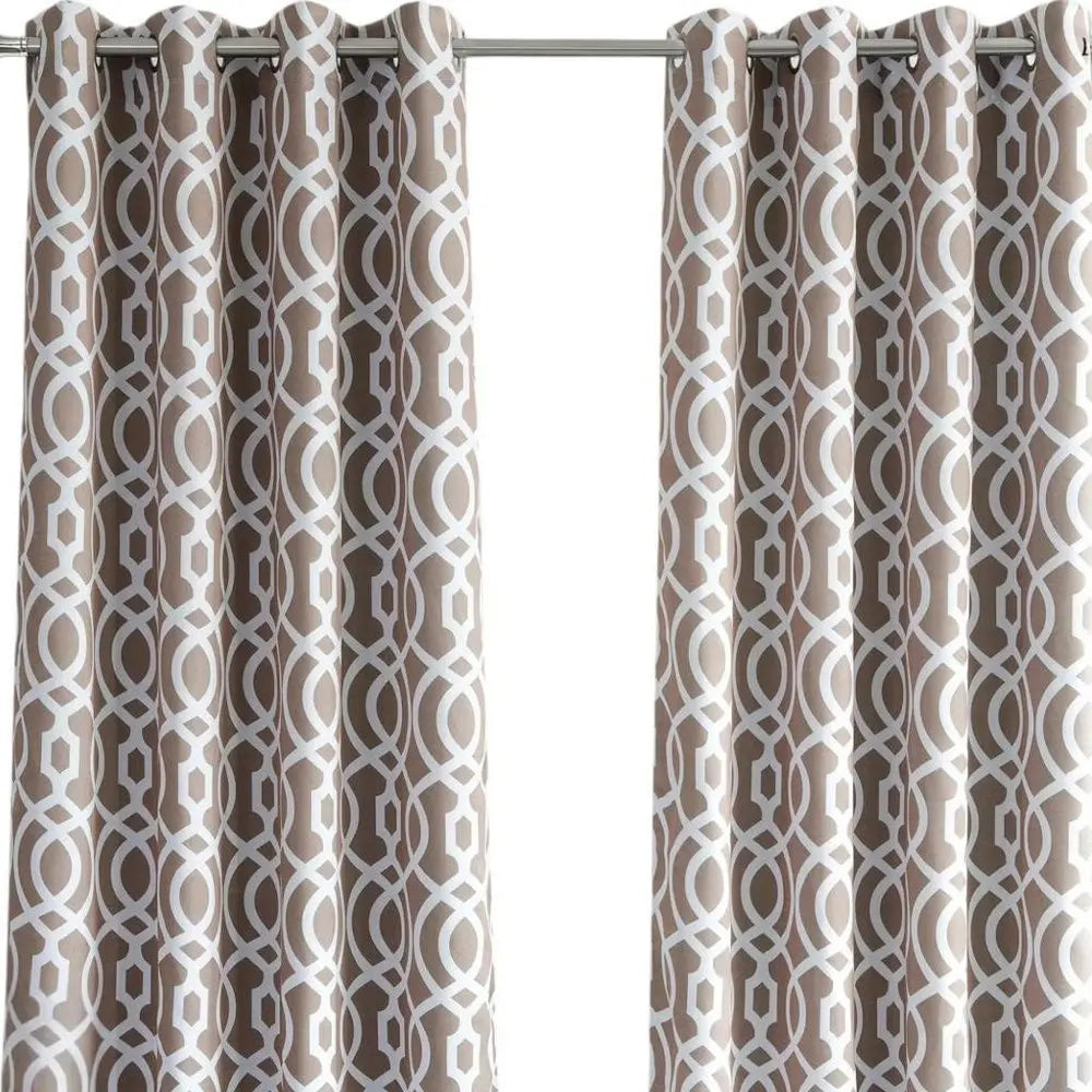 84" Taupe Trellis Black Out Window Curtain Panel - NOBLE HOME INTERIORS