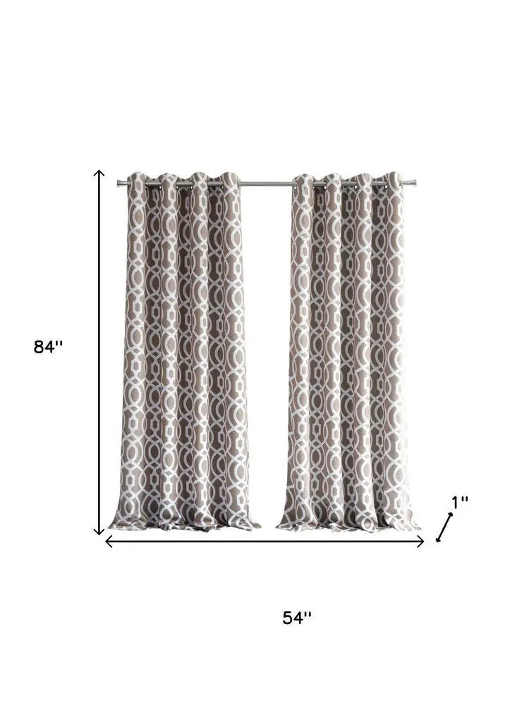 84" Taupe Trellis Black Out Window Curtain Panel - NOBLE HOME INTERIORS