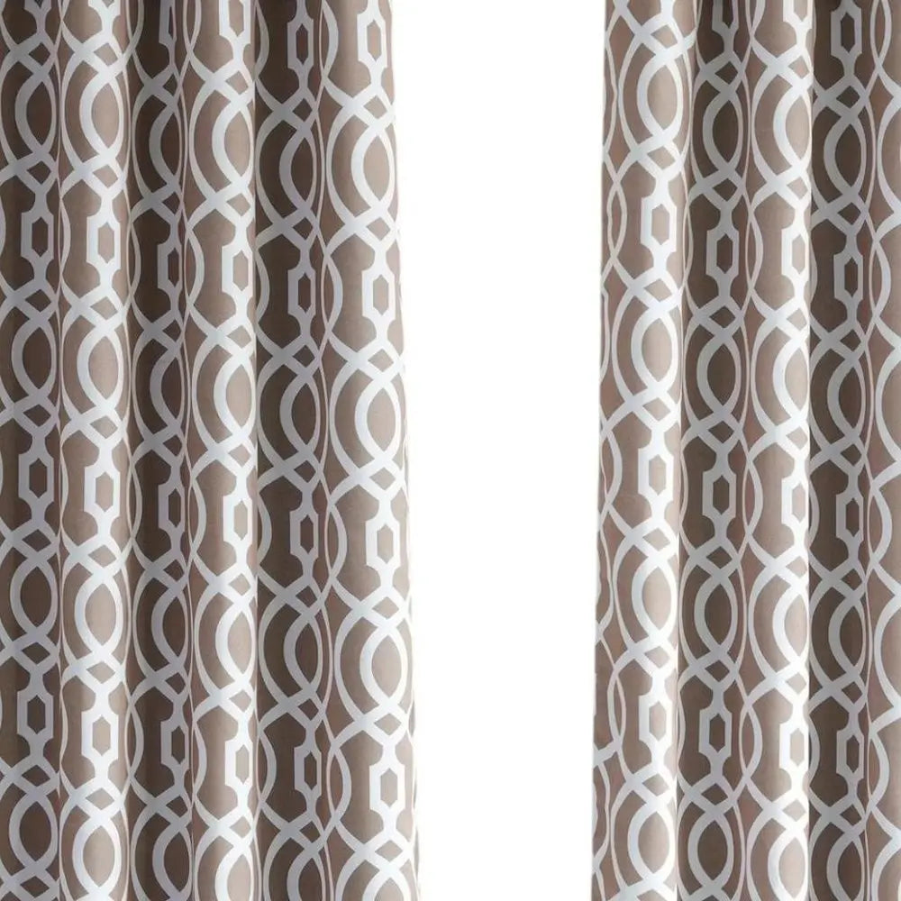 84" Taupe Trellis Black Out Window Curtain Panel - NOBLE HOME INTERIORS