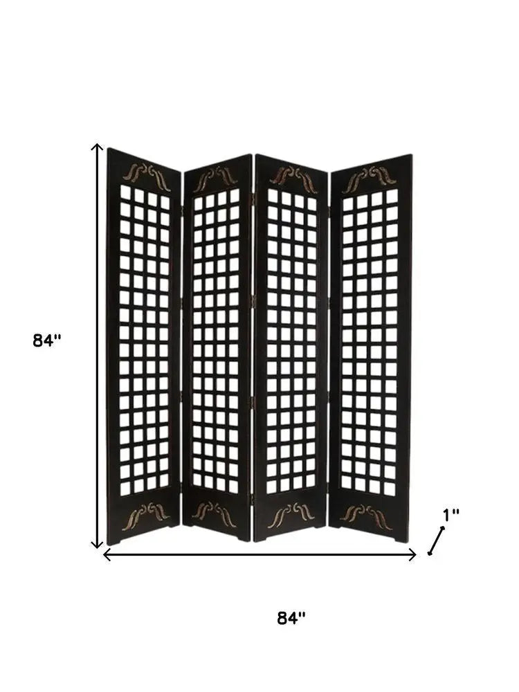 84" X 84" Brown Wood Omega Screen - NOBLE HOME INTERIORS