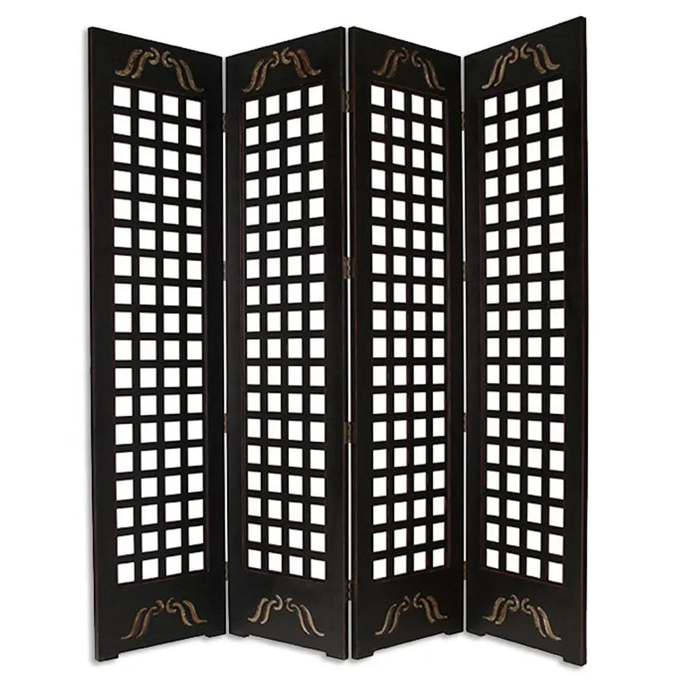 84" X 84" Brown Wood Omega Screen - NOBLE HOME INTERIORS