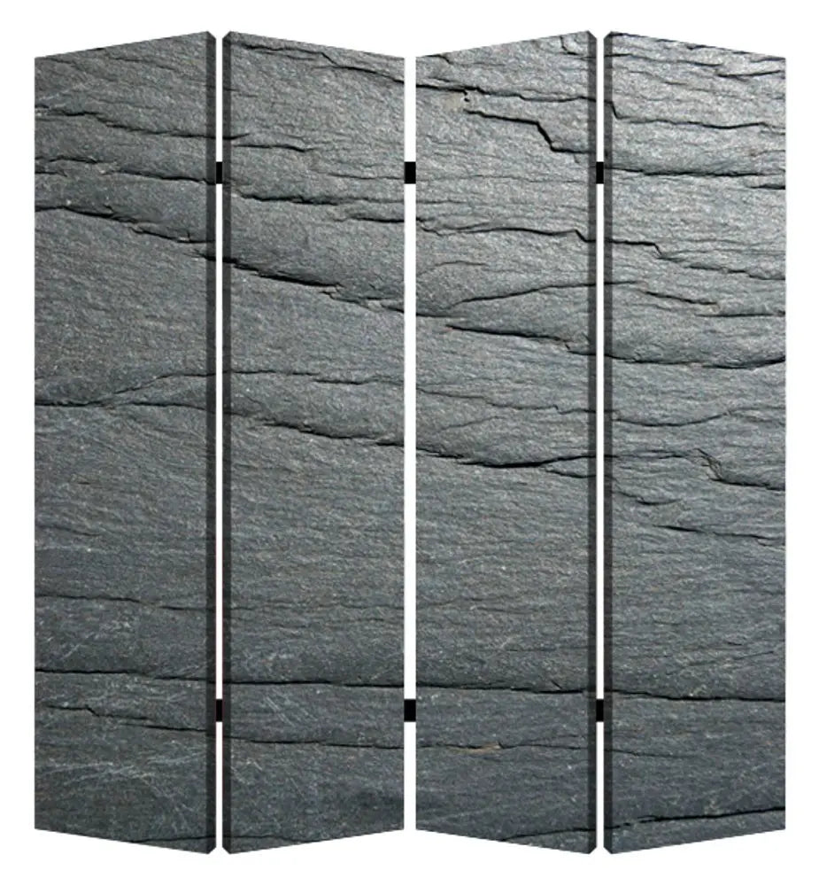 84" X 84" Multi Color Wood Canvas Black Slate Screen - NOBLE HOME INTERIORS