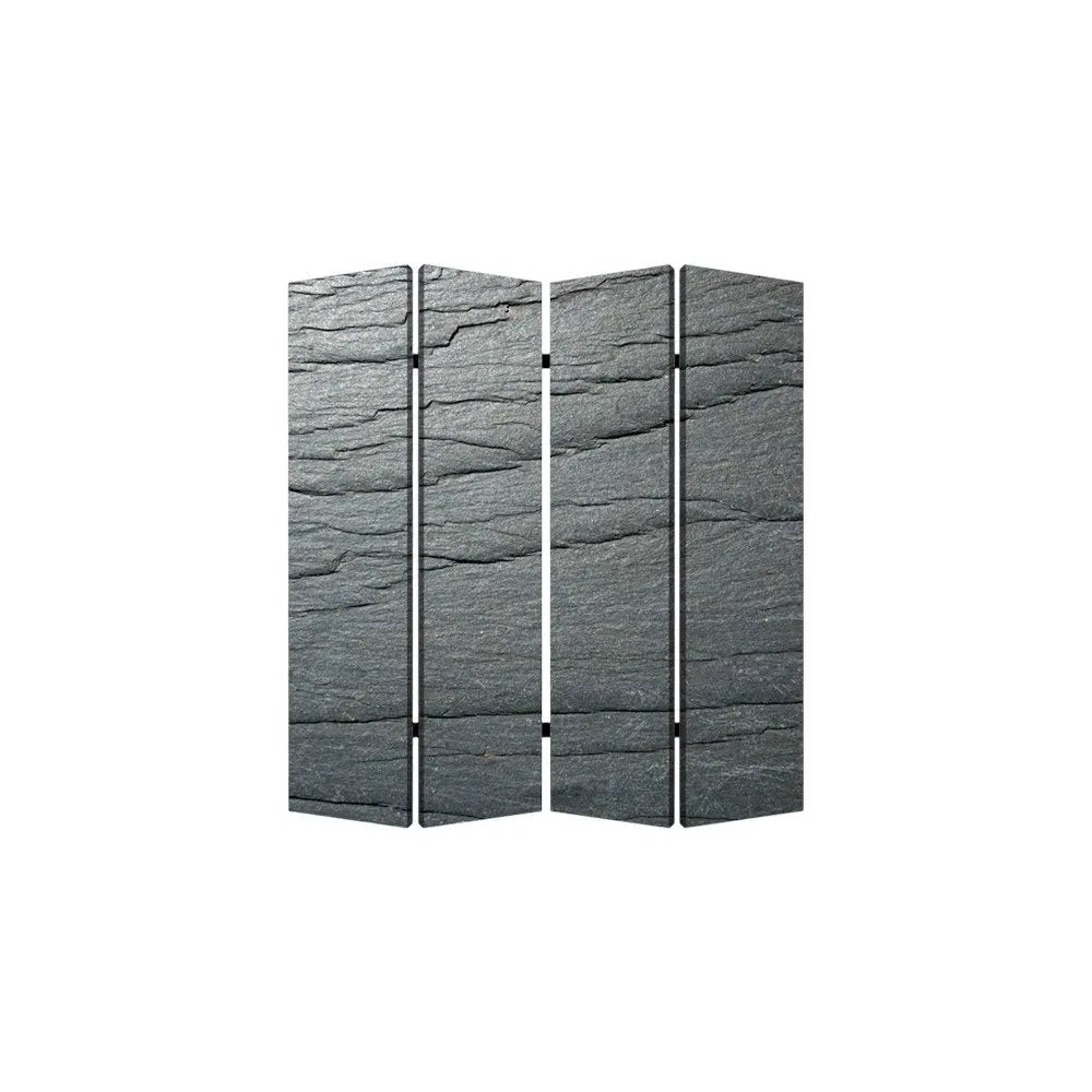 84" X 84" Multi Color Wood Canvas Black Slate Screen - NOBLE HOME INTERIORS