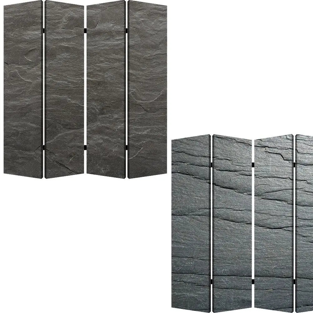 84" X 84" Multi Color Wood Canvas Black Slate Screen - NOBLE HOME INTERIORS