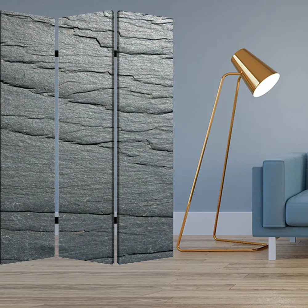 84" X 84" Multi Color Wood Canvas Black Slate Screen - NOBLE HOME INTERIORS