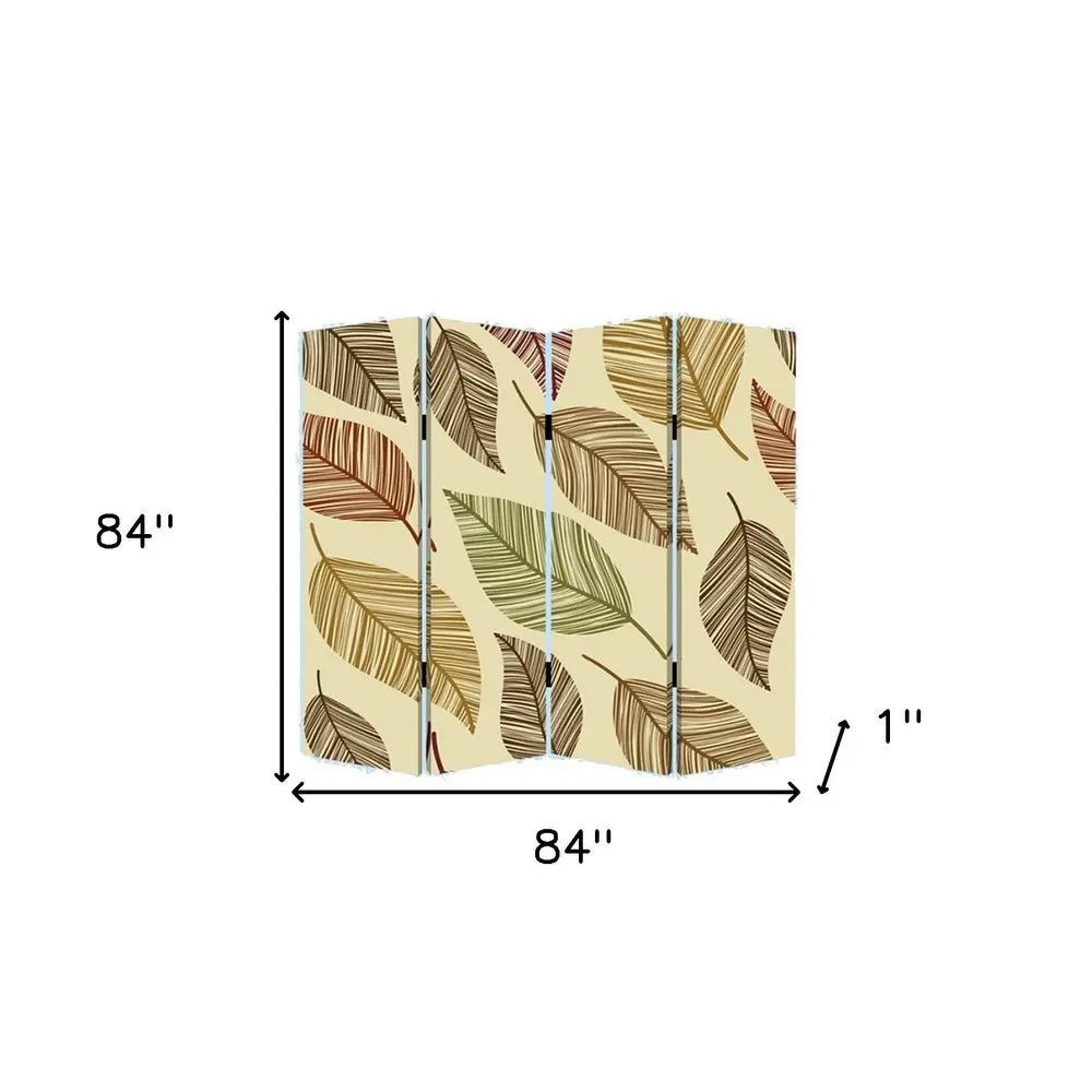 84 X 84 Multi Color Wood Canvas Perpetual Leaf Screen - NOBLE HOME INTERIORS