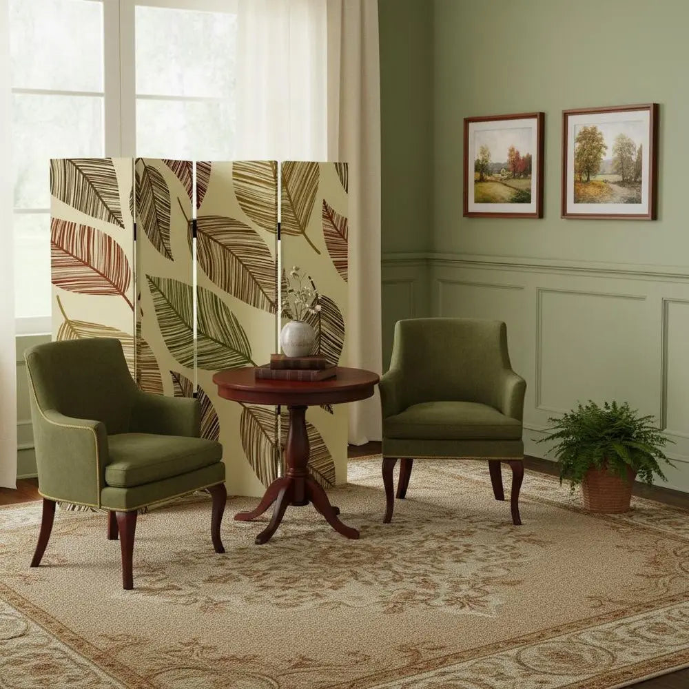 84 X 84 Multi Color Wood Canvas Perpetual Leaf Screen - NOBLE HOME INTERIORS