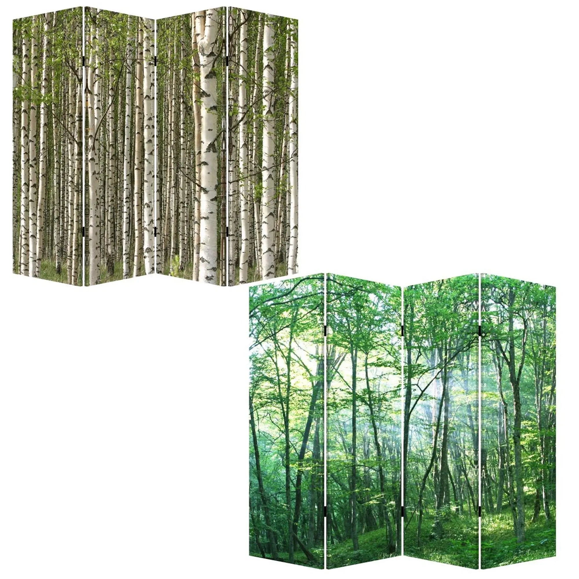 84" X 84" Multi Color Wood Canvas Prolific Forrest Screen - NOBLE HOME INTERIORS