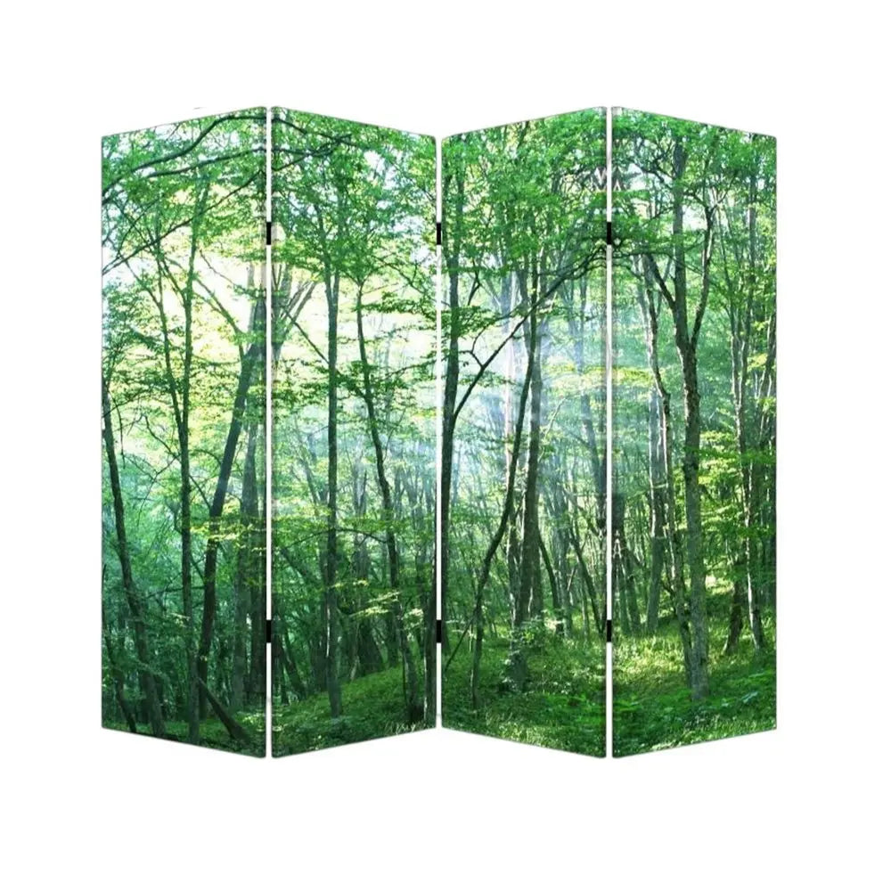 84" X 84" Multi Color Wood Canvas Prolific Forrest Screen - NOBLE HOME INTERIORS