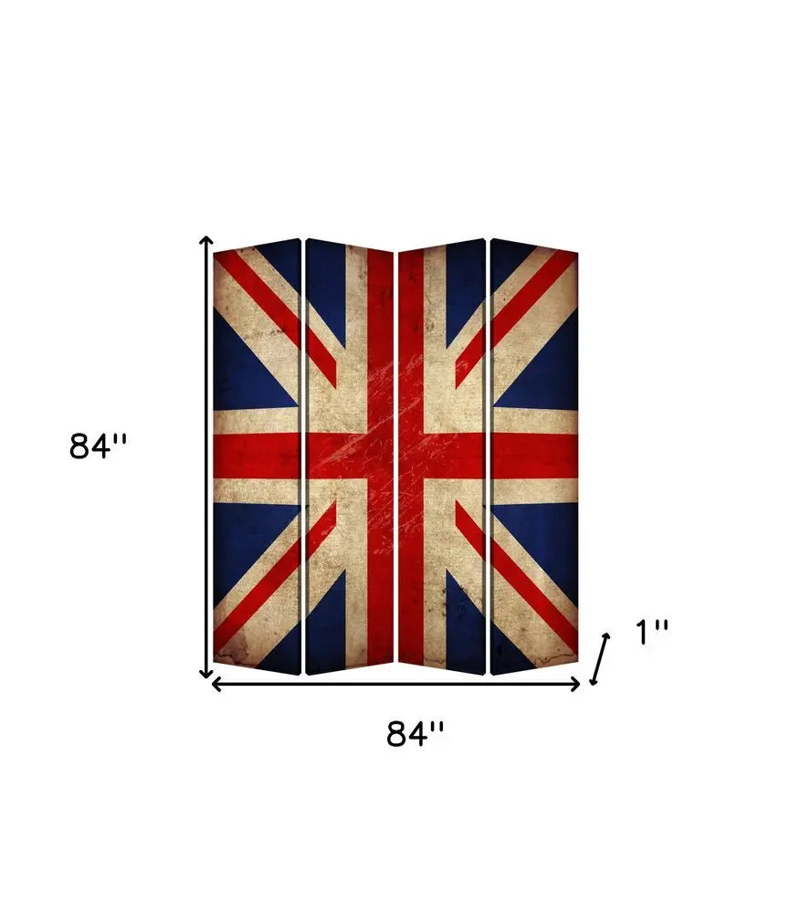 84 X 84 Multi Color Wood Canvas Union Jack Screen - NOBLE HOME INTERIORS