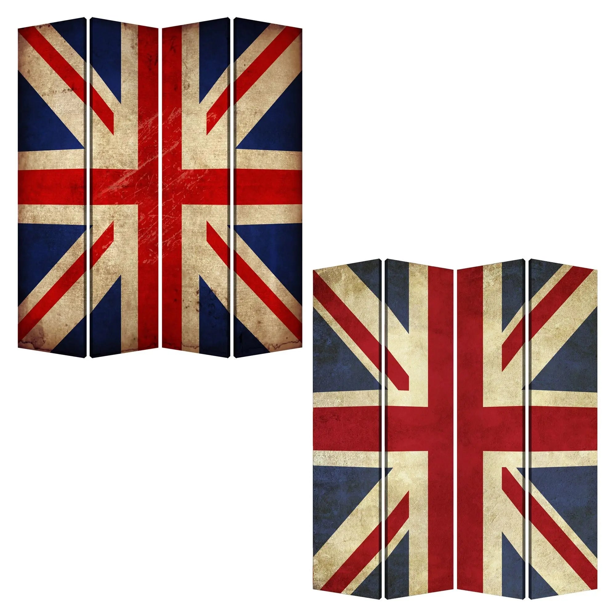84 X 84 Multi Color Wood Canvas Union Jack Screen - NOBLE HOME INTERIORS