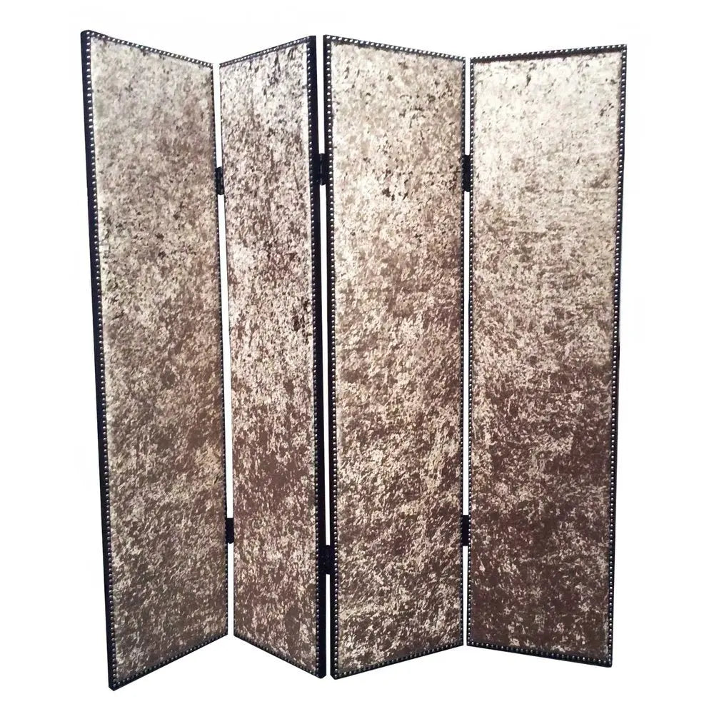 84 X 84 Tan Wood & Fabric Screen - NOBLE HOME INTERIORS