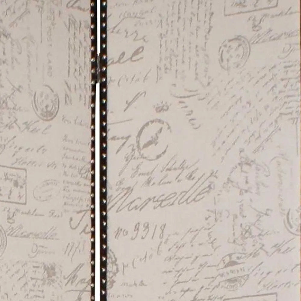 84 X 84 Tan Wood & Fabric Screen - NOBLE HOME INTERIORS