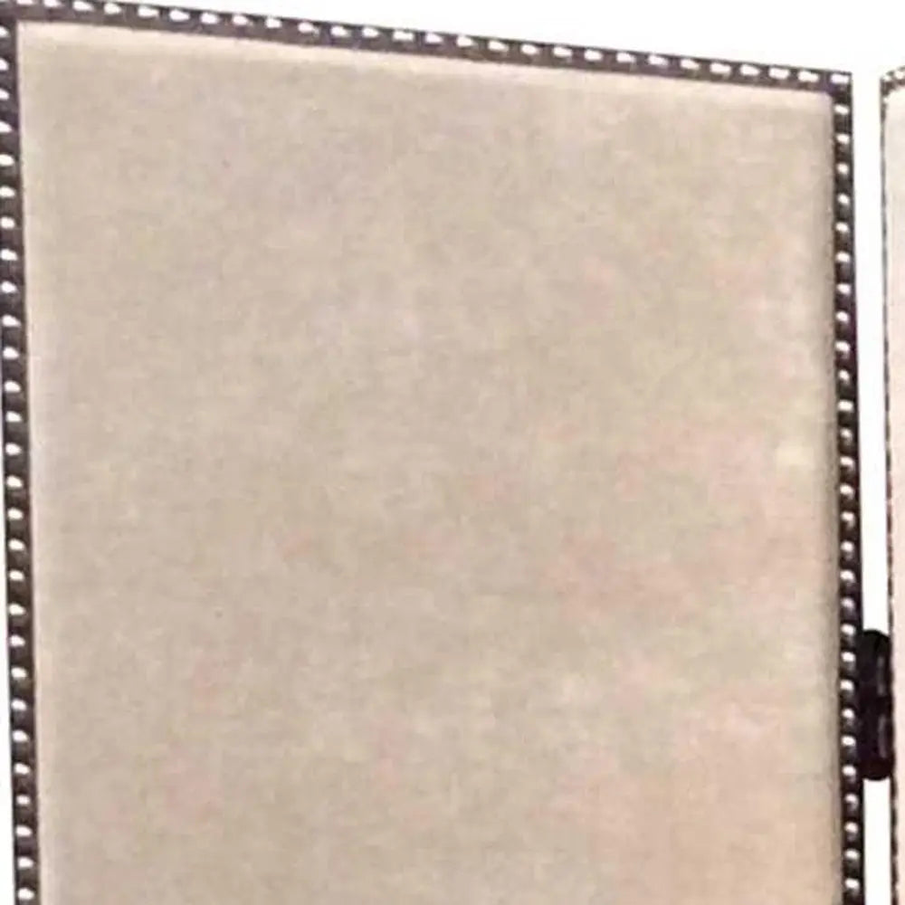 84 X 84 Tan Wood & Fabric Screen - NOBLE HOME INTERIORS