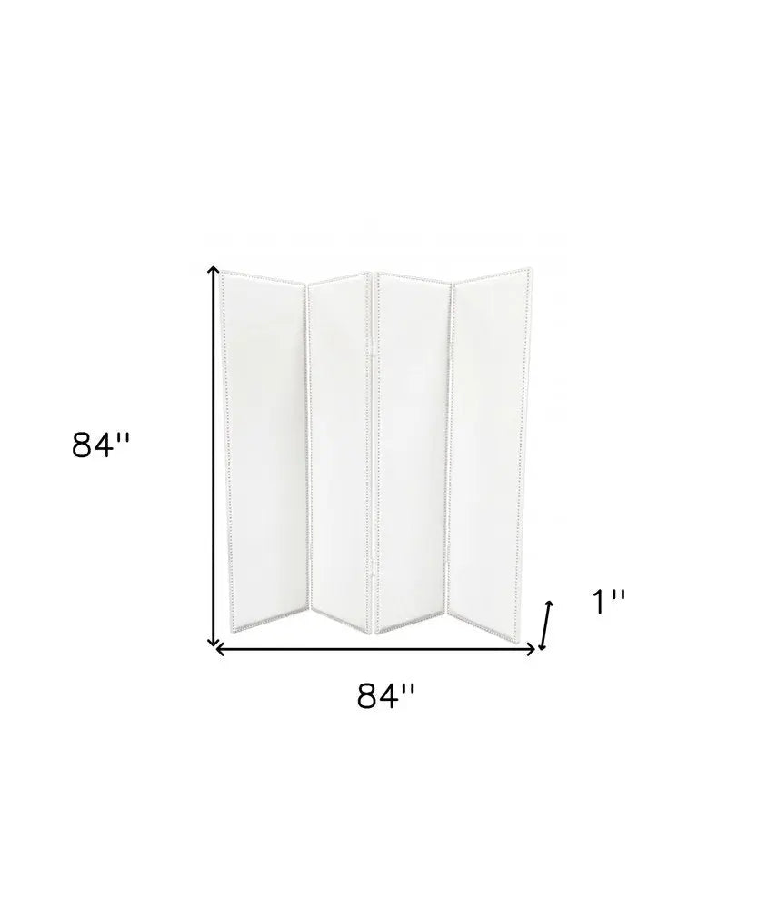 84 X 84 White Faux Leather Screen - NOBLE HOME INTERIORS