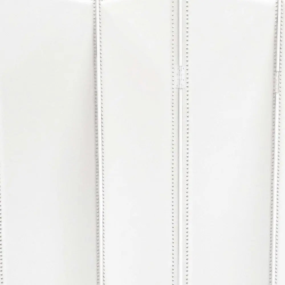 84 X 84 White Faux Leather Screen - NOBLE HOME INTERIORS