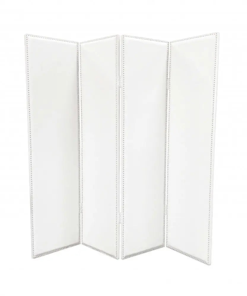 84 X 84 White Faux Leather Screen - NOBLE HOME INTERIORS