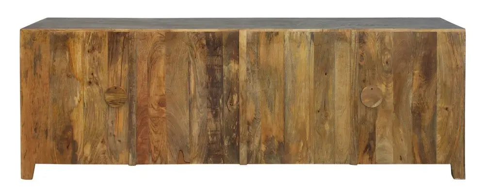 86" Dark Gray Carved Floral Distressed Solid Wood Enclosed Storage TV Stand - NOVA HOME FURNITURE