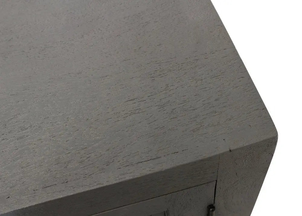 86" Dark Gray Carved Floral Distressed Solid Wood Enclosed Storage TV Stand - NOVA HOME FURNITURE