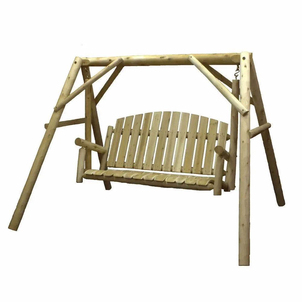 87" Natural Solid Wood Swing Chair - NOBLE HOME INTERIORS