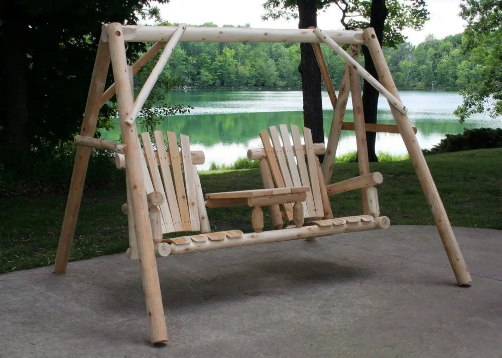 87" Natural Solid Wood Swing Chair - NOBLE HOME INTERIORS