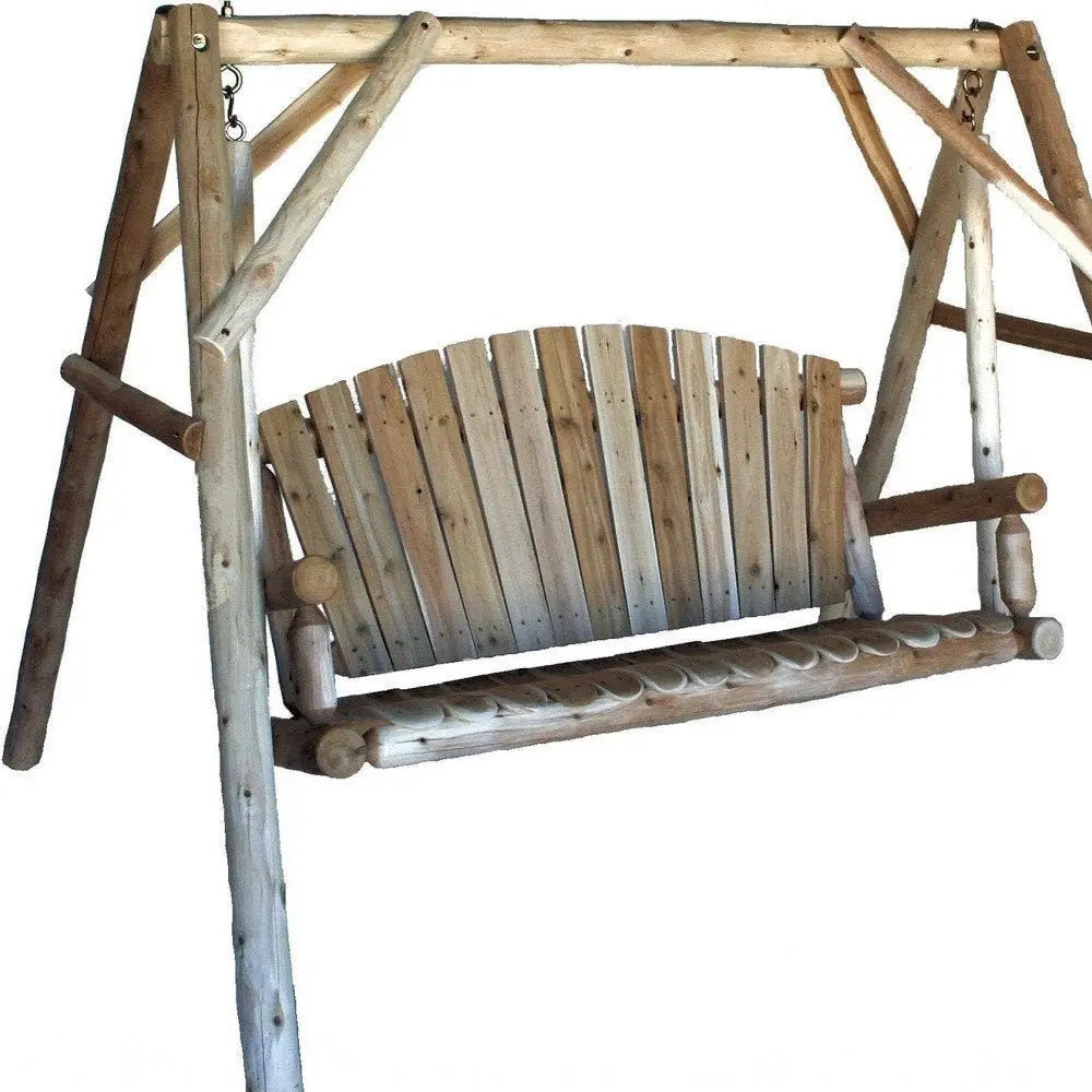 87" Natural Solid Wood Swing Chair - NOBLE HOME INTERIORS
