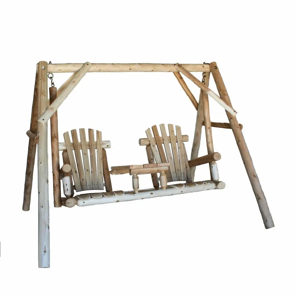 87" Natural Solid Wood Swing Chair - NOBLE HOME INTERIORS