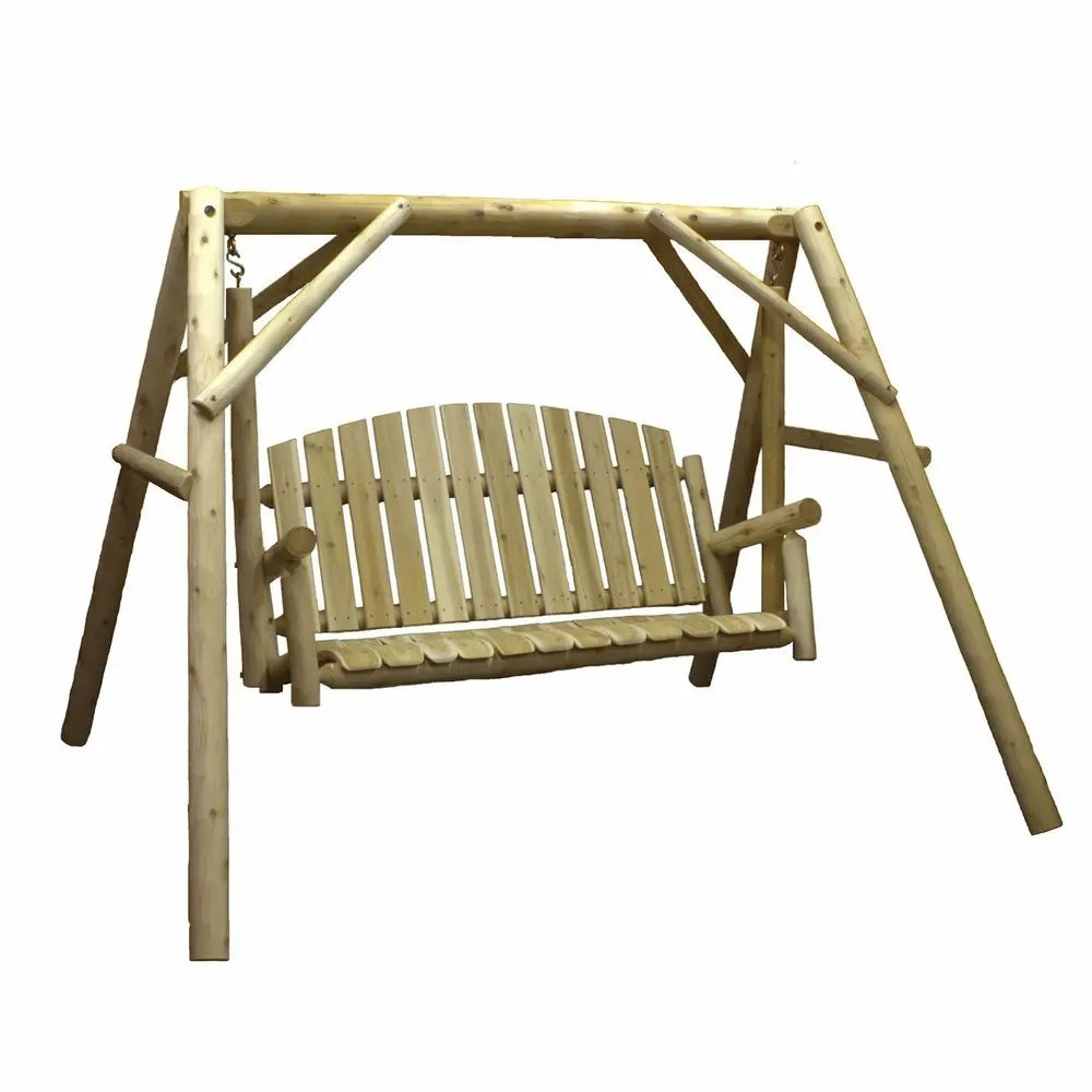 87" Natural Solid Wood Swing Chair - NOBLE HOME INTERIORS