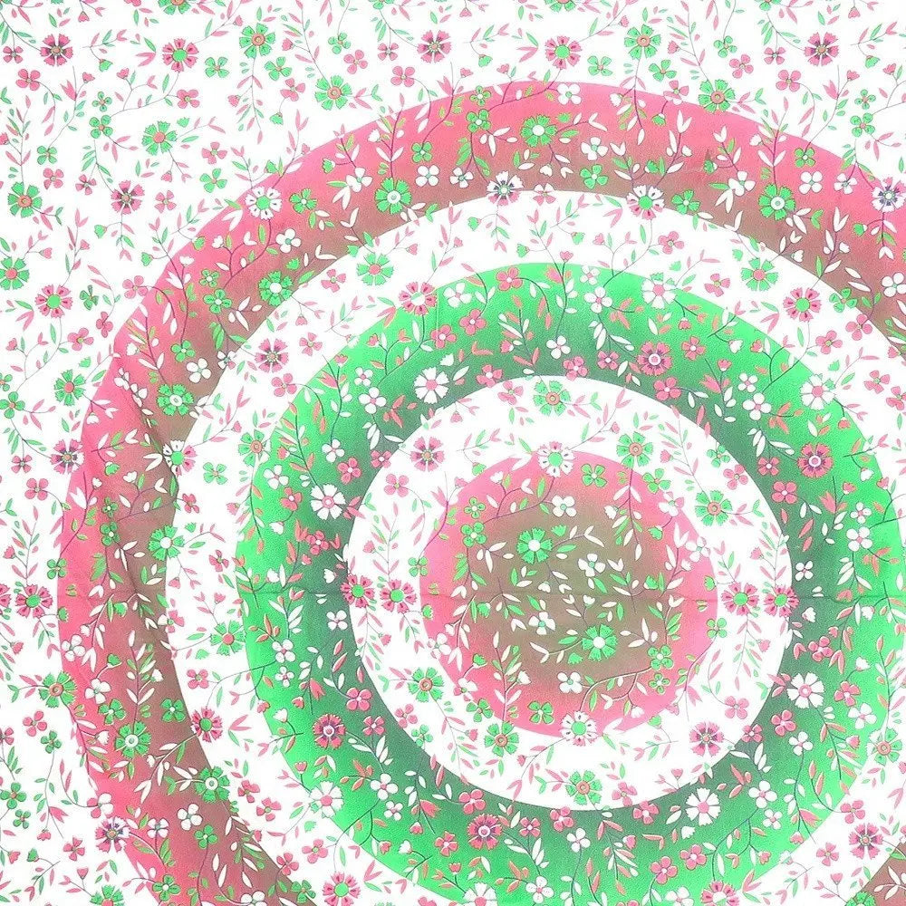 88" X 84" Green Red And White Floral Cotton Hanging Tapestry - NOBLE HOME INTERIORS