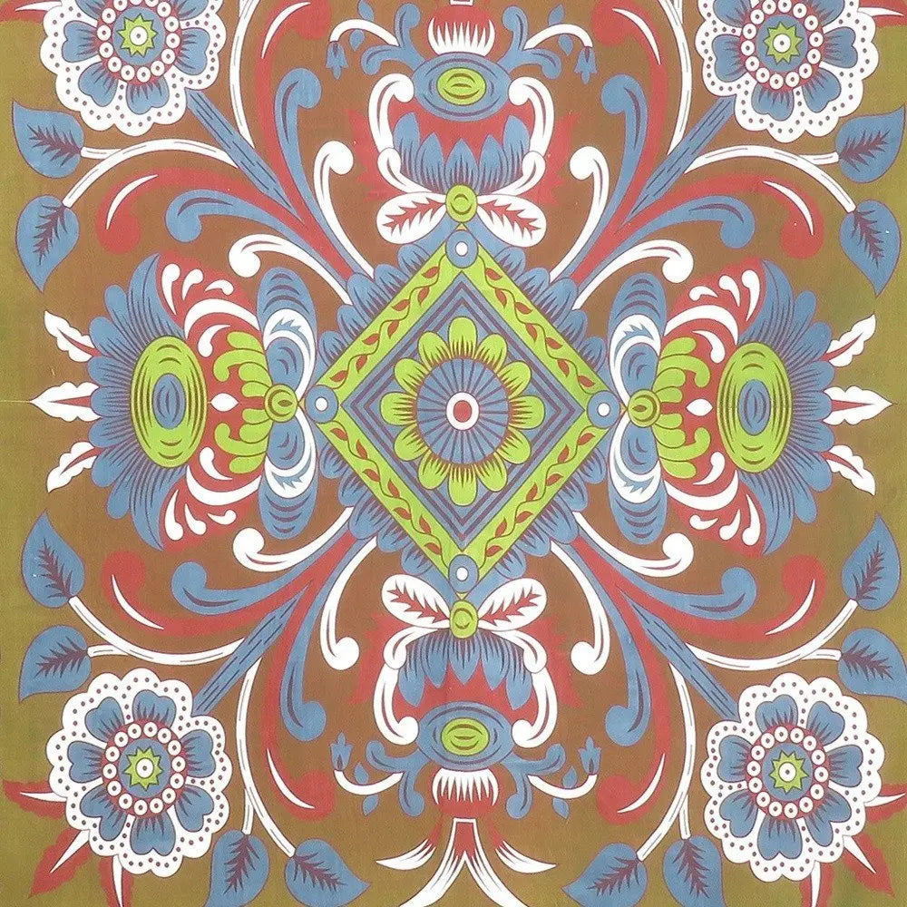 88" X 84" Green Red And White Floral Cotton Hanging Tapestry - NOBLE HOME INTERIORS