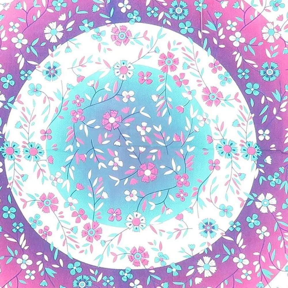 88" X 84" Pink Blue And White Floral Cotton Hanging Tapestry - NOBLE HOME INTERIORS