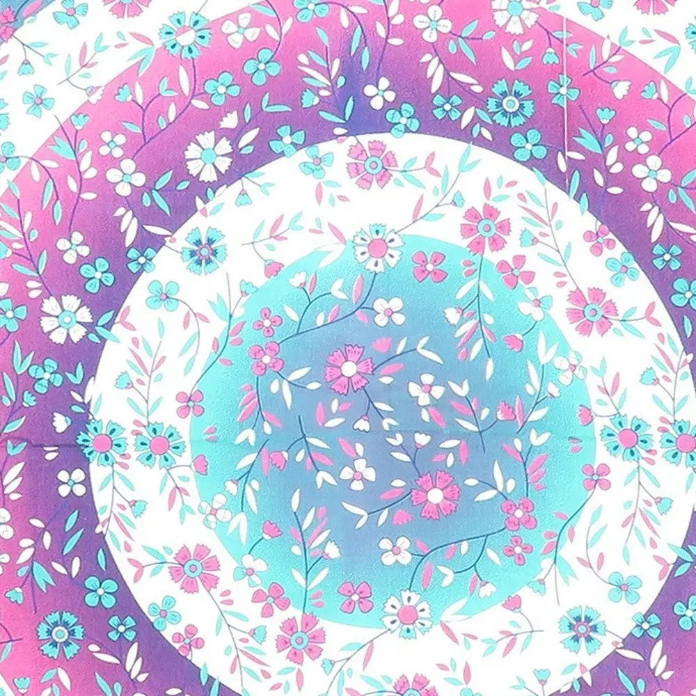 88" X 84" Pink Blue And White Floral Cotton Hanging Tapestry - NOBLE HOME INTERIORS