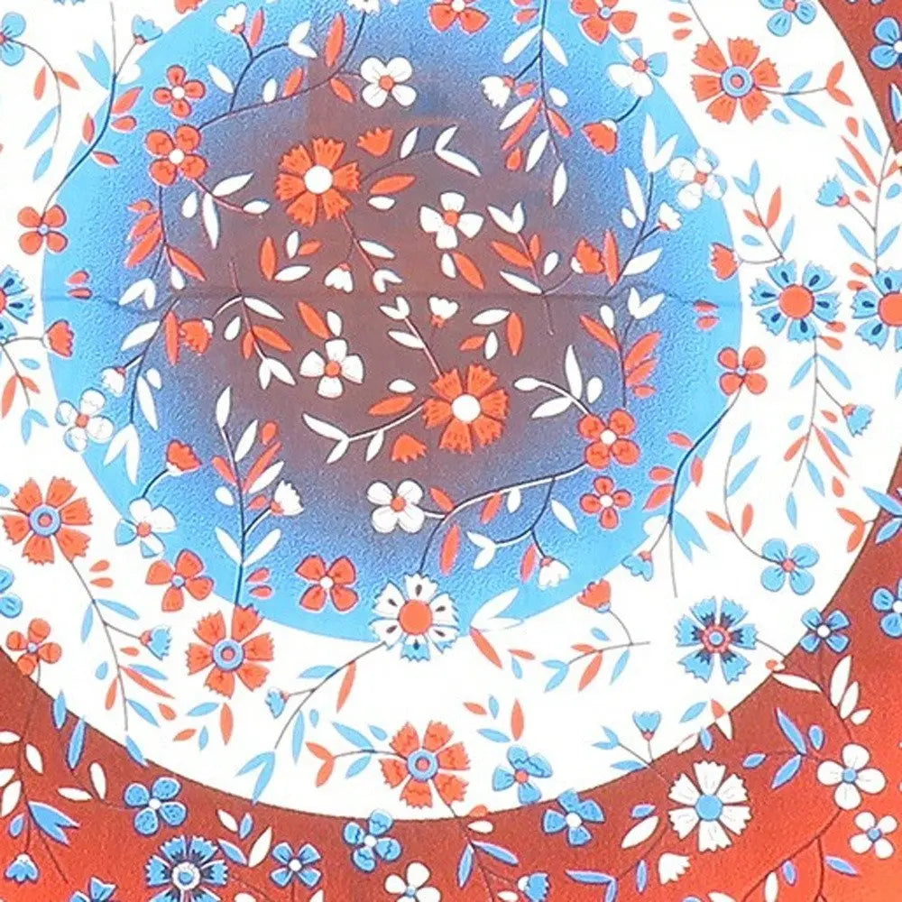 88" X 84" White Blue And Red Floral Cotton Hanging Tapestry - NOBLE HOME INTERIORS