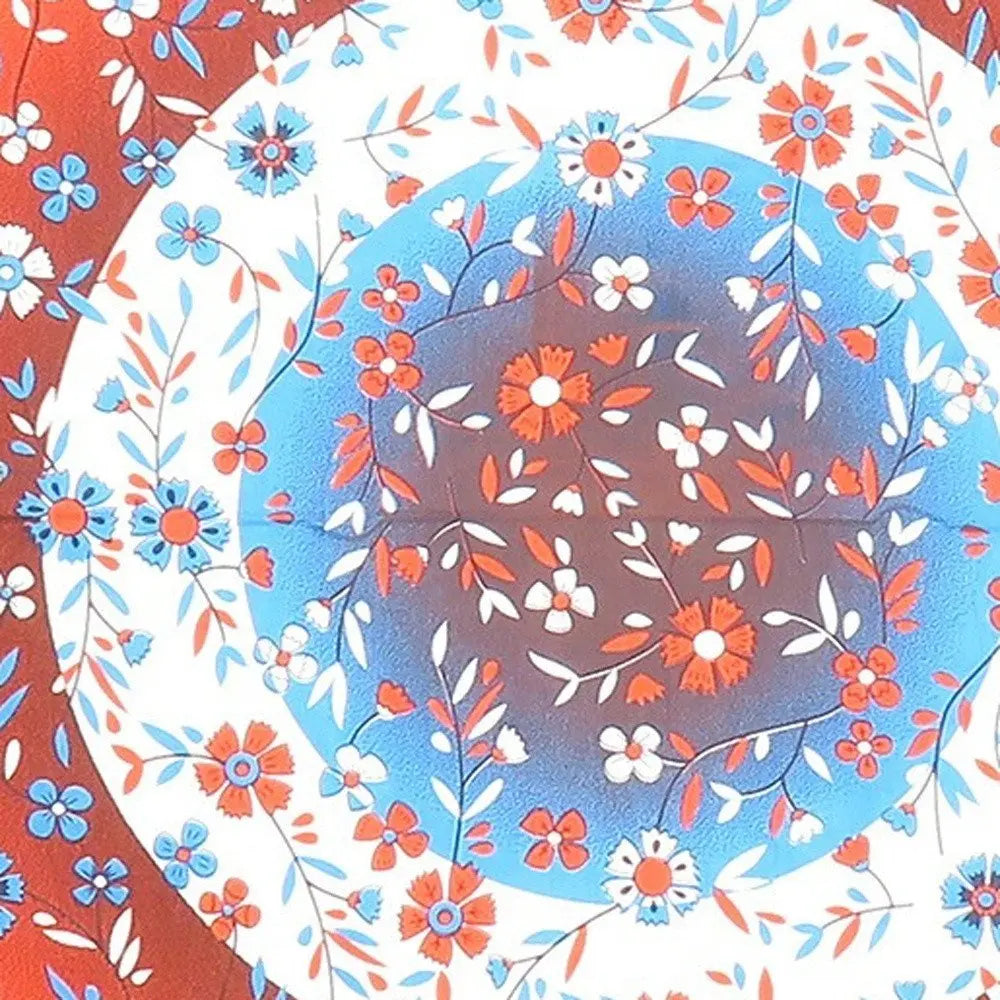 88" X 84" White Blue And Red Floral Cotton Hanging Tapestry - NOBLE HOME INTERIORS