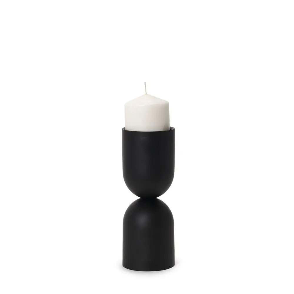 9" Black Metal Tabletop Pillar Candle Holder HomeRoots
