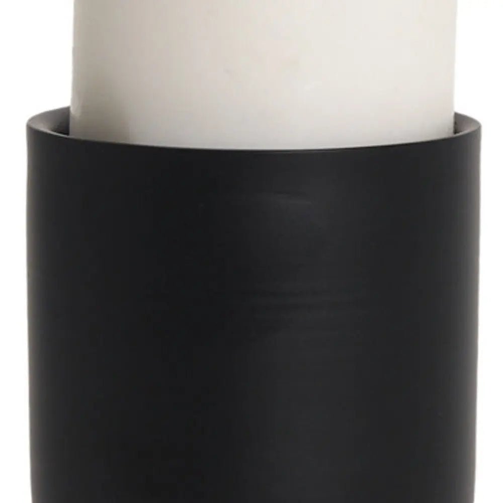 9" Black Metal Tabletop Pillar Candle Holder HomeRoots