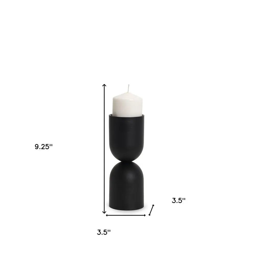 9" Black Metal Tabletop Pillar Candle Holder HomeRoots