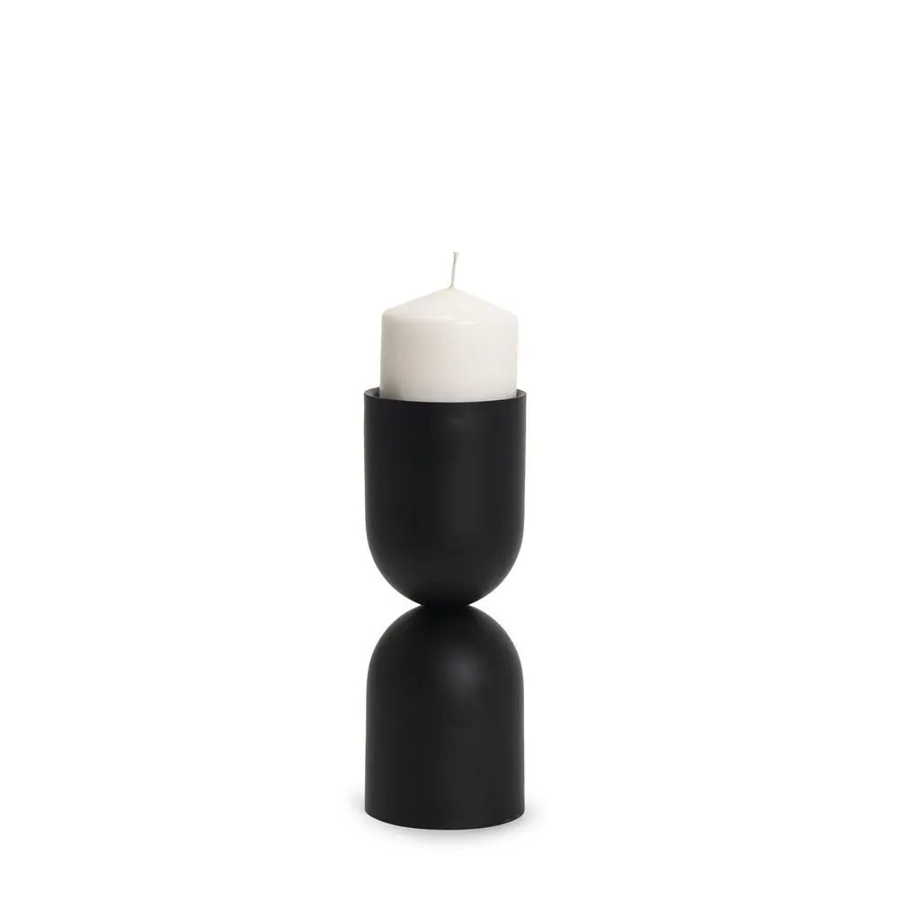 9" Black Metal Tabletop Pillar Candle Holder HomeRoots