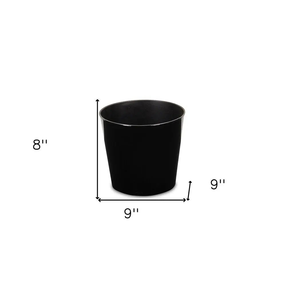 9" Black Recycled Plastic Indoor Outdoor Round Pot Planter - NOBLE HOME INTERIORS