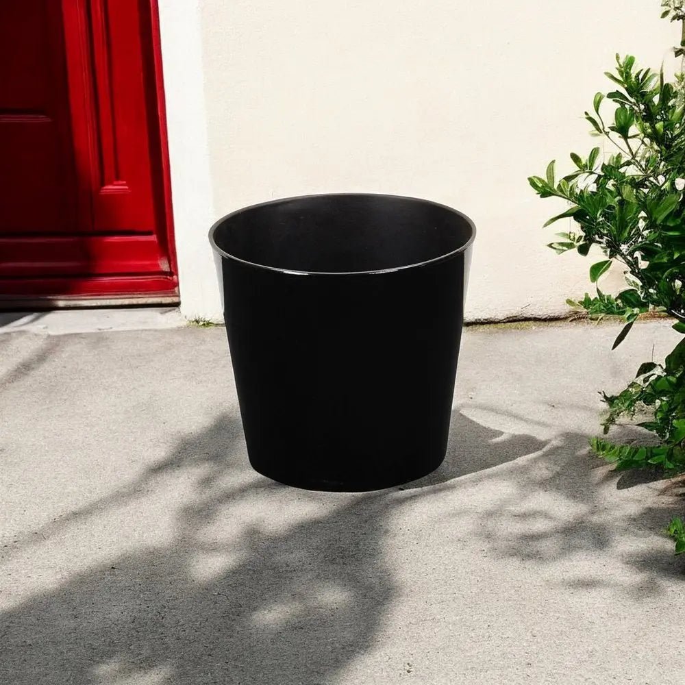 9" Black Recycled Plastic Indoor Outdoor Round Pot Planter - NOBLE HOME INTERIORS