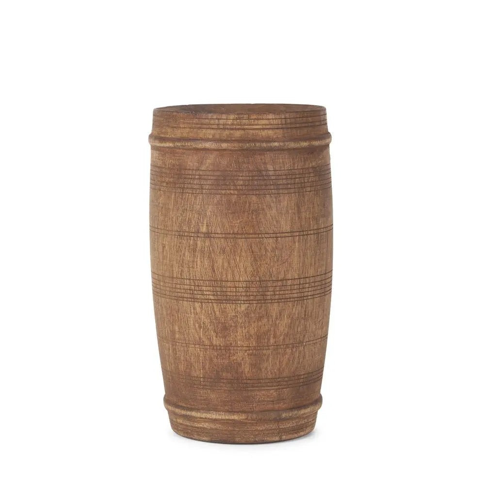 9" Brown Cylinder Solid Wood Table Vase - NOBLE HOME INTERIORS