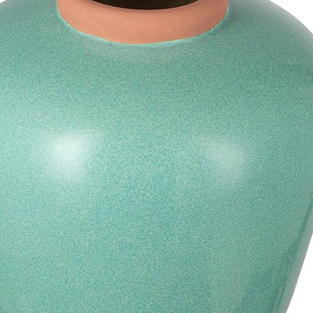 9" Brown Round Ceramic Table Vase - NOBLE HOME INTERIORS